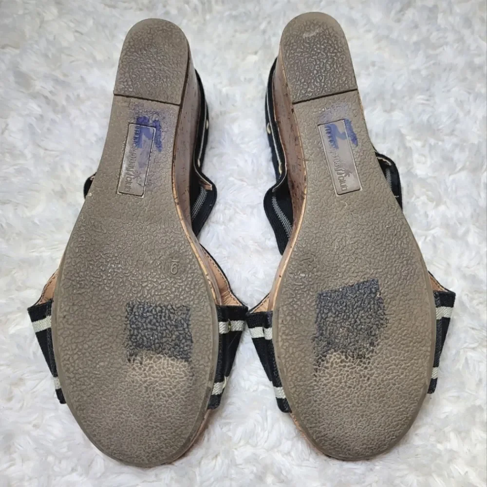 Montego Bay Club Cork Wedge Stretch Wrap Striped Studded Sandall